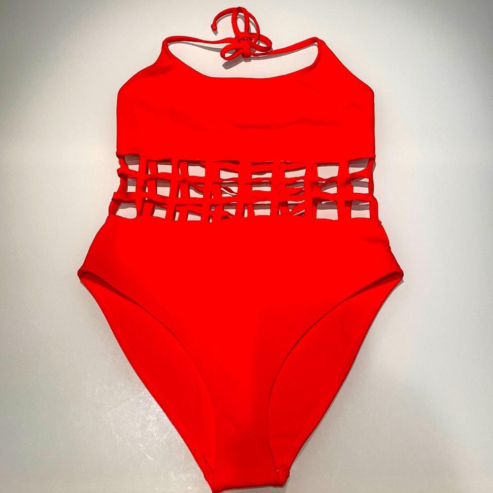 Orange Caged One Piece Swimsuit